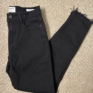 Frame Denim Black Distressed Skinny Jeans